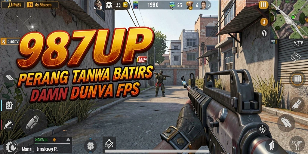 Screenshot gameplay 987UP yang menunjukkan aksi menembak intens.