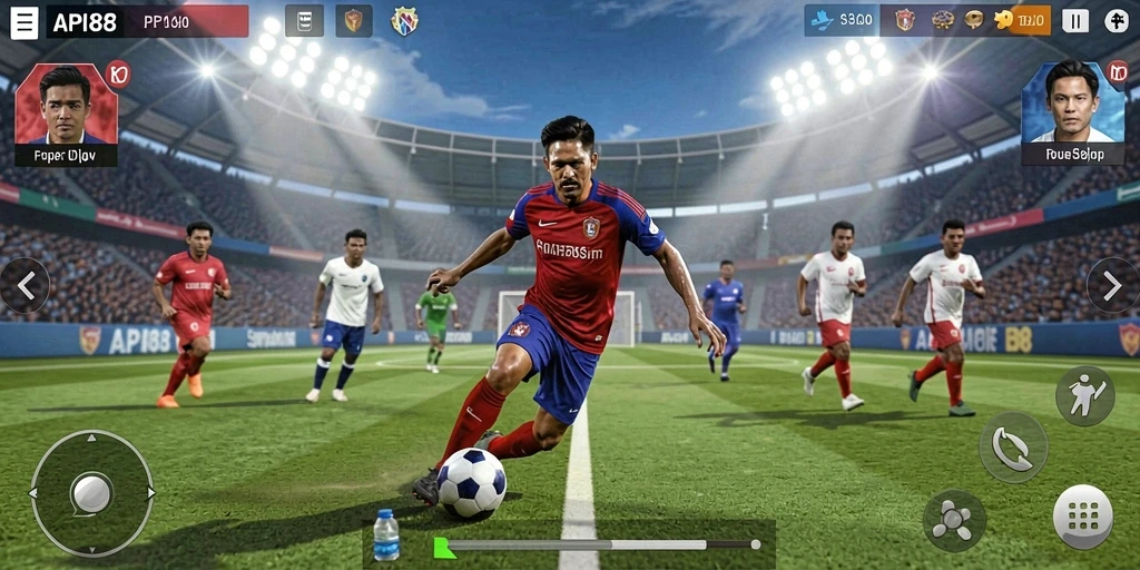 Tangkapan layar menunjukkan aksi mendebarkan permainan sepak bola.