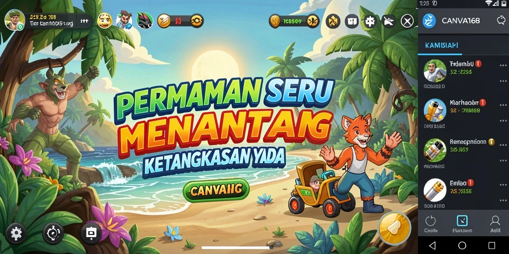 Tampilan gameplay CANVA168 yang seru dan penuh warna.