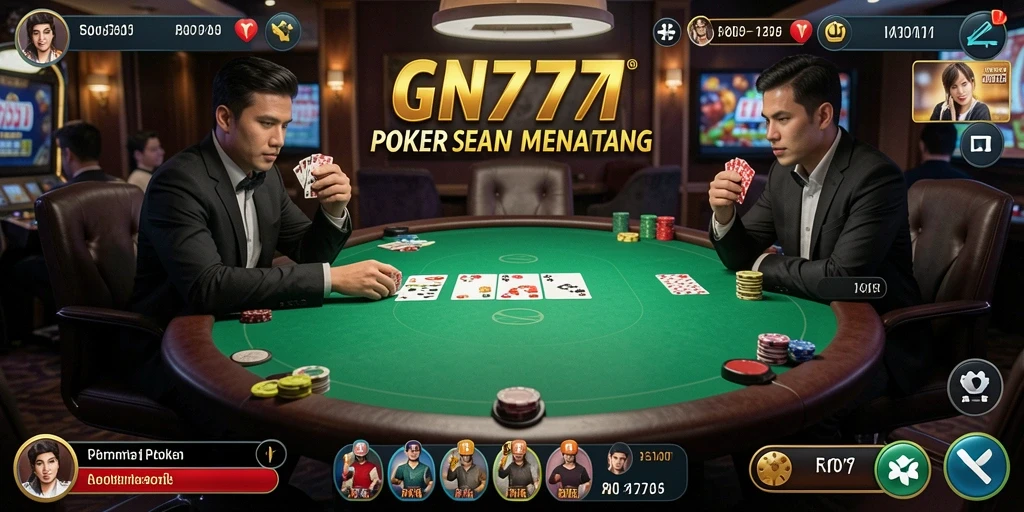 Tampilan menarik gameplay Poker di GN777 yang mendebarkan.