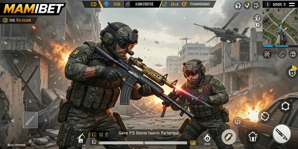 Tangkapan layar gameplay MAMIBET menampilkan aksi tempur yang seru.