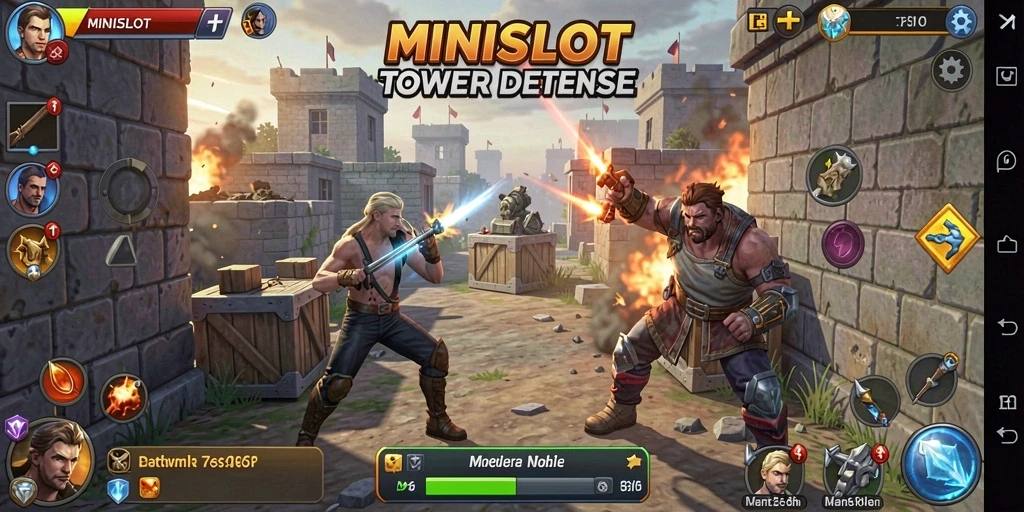 Tampilan gameplay seru dalam MINISLOT Tower Defense.