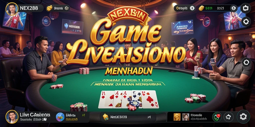 Screenshot gameplay NEX288 yang menampilkan dealer Live Casino yang profesional.