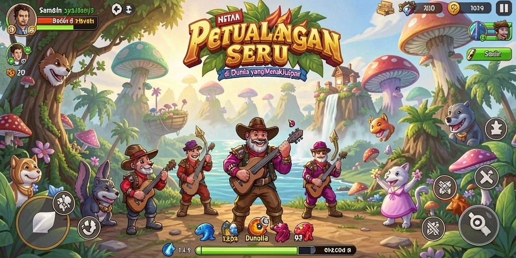 Screenshot menampilkan gameplay T6 dengan karakter menjelajahi dunia yang menakjubkan.