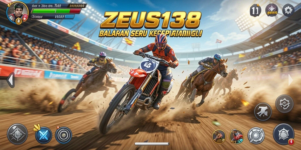 Tangkapan layar gameplay <strong>ZEUS138</strong> yang menampilkan balapan mendebarkan.